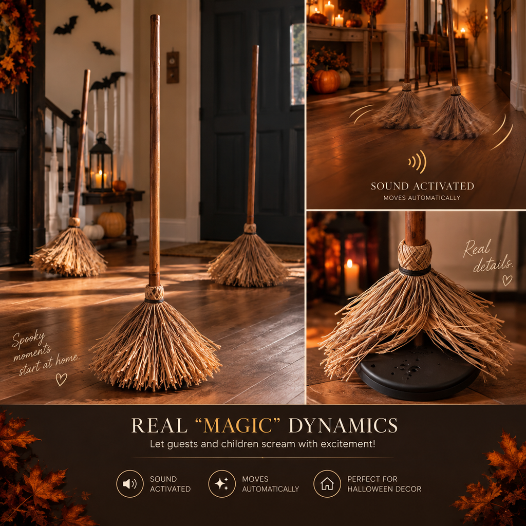 Enchanted Broom™  Sound-Activated Moving Halloween Broom