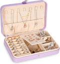 Chic Lavender PU Leather Travel Jewelry Box - Stylish Organizer for Rings, Earrings, Necklaces, and Bracelets - Perfect Gift for Women and Girls