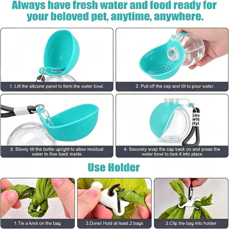Ultimate Travel Companion: Leak-Proof Plastic Water Bottle for Dogs and Cats with Lanyard - Foldable and Compact for Outdoor Adventures