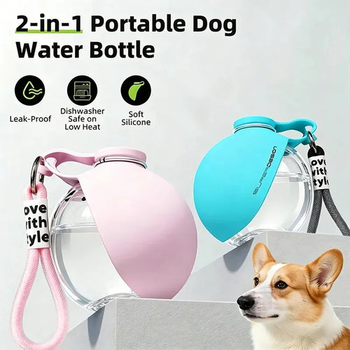 Ultimate Travel Companion: Leak-Proof Plastic Water Bottle for Dogs and Cats with Lanyard - Foldable and Compact for Outdoor Adventures